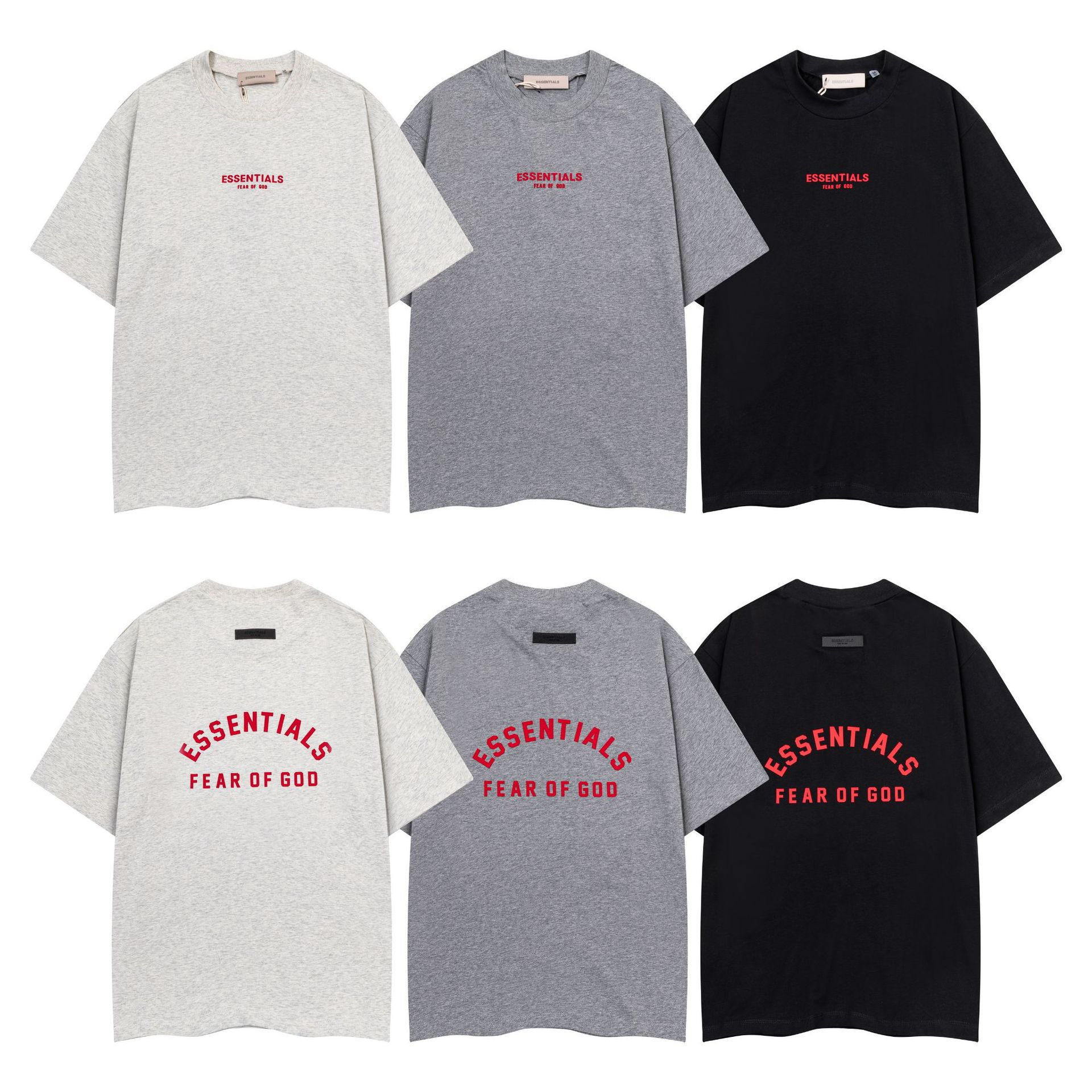 OW红色压胶字母圆领短袖T恤宽松