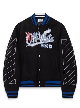 2025秋冬新款OW魔法老人字母夹棉棒球服夹克外套男女同款美式高街