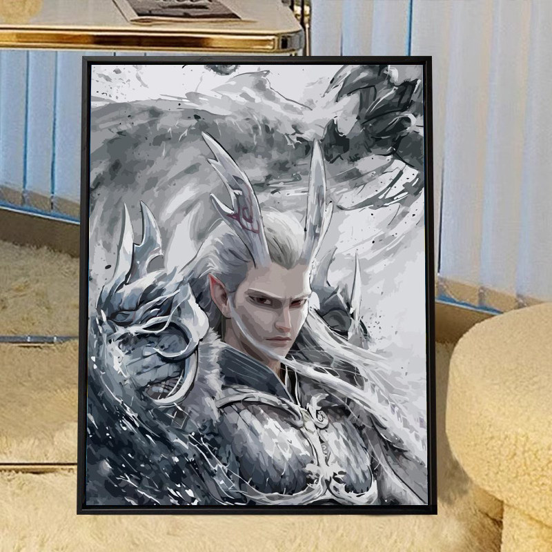 哪吒2之魔童降世敖丙数字油画diy儿童手工丙烯颜料涂色油彩装饰画