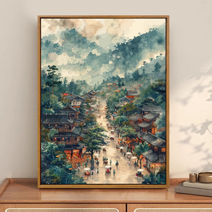 中国风清明上河图数字油画diy填充涂色手工绘治愈系客厅装饰挂画