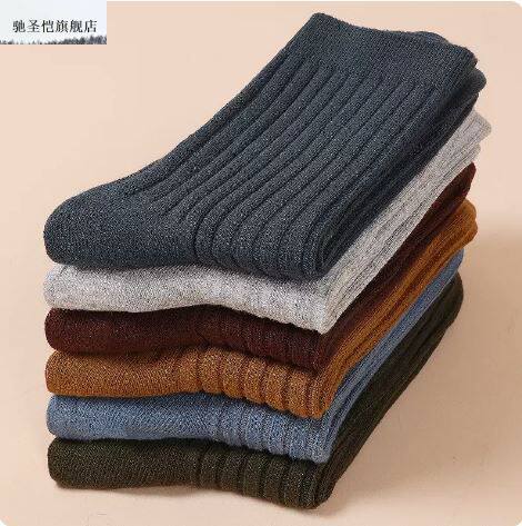 순면 양말 남성용 종아리 중반 양말 10켤레 가을 겨울 두꺼운 면화 이중 바늘 남성용 냄새 방지 및 땀 흡수 비즈니스 겨울 스타킹