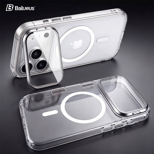 Balueus适用苹果17ProMax手机壳iPhone17Pro保护壳透明带支架17磁吸镜头全包pm防尘超薄冰感ip新款防摔外壳女