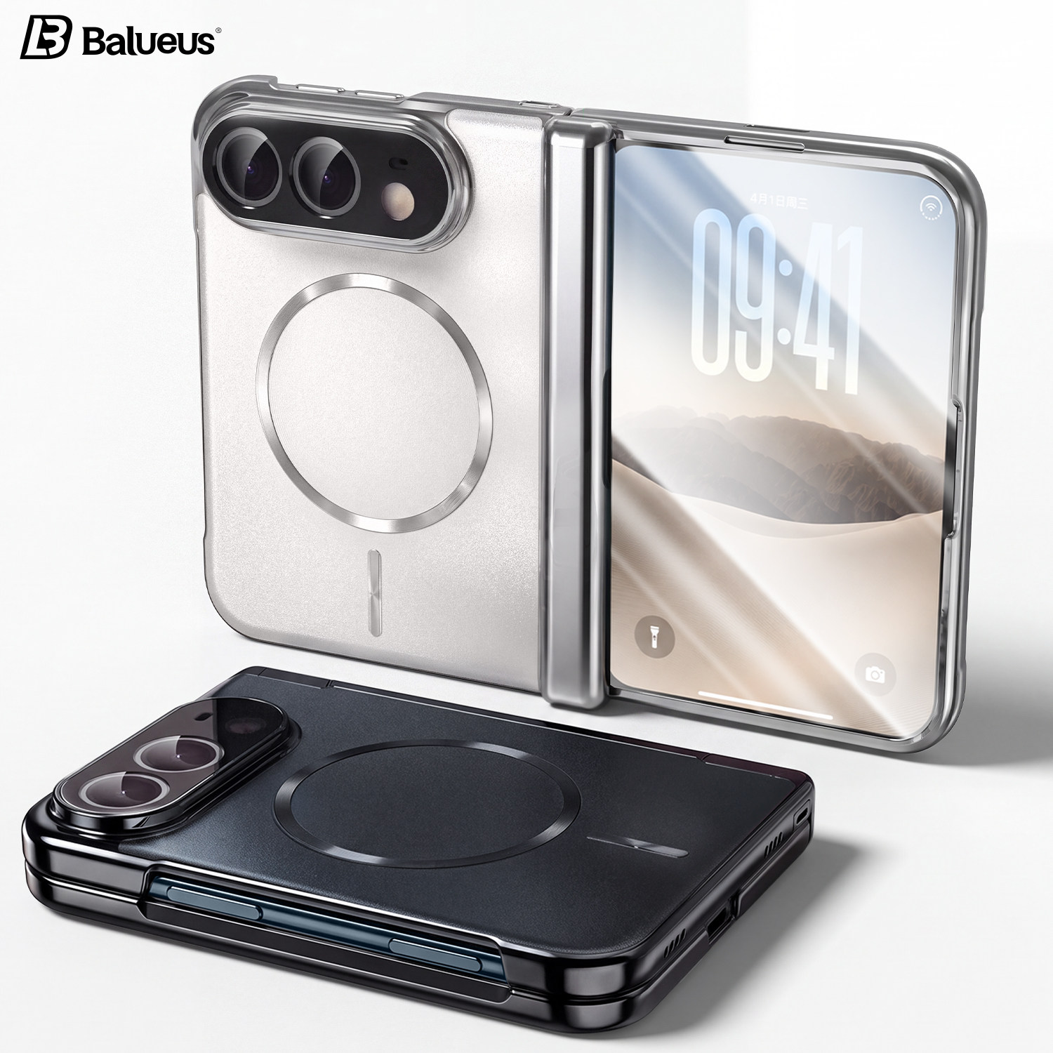 Balueus适用iPhone Duo手机壳苹果18Duo折叠屏保护套iPhoneduo磨砂磁吸中轴镜头全包防摔带钢化膜阔折叠外壳