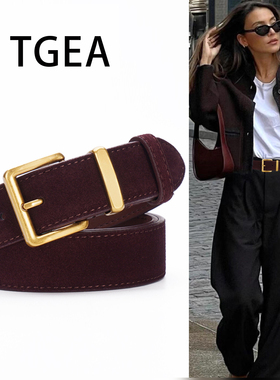 高级感牛仔裤女士皮带2026新款绒面真皮腰带男女款装饰裤带时尚潮