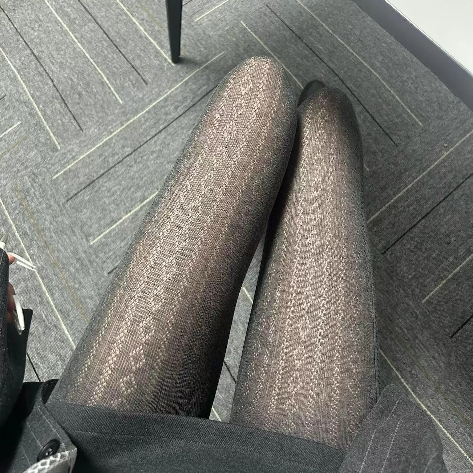 复古直角跟秋冬菱形竖条连裤袜