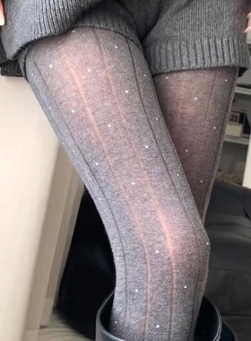 好喜欢～微透波点裤袜hin韩系~秋冬波点灰色连裤袜打底裤显瘦微压