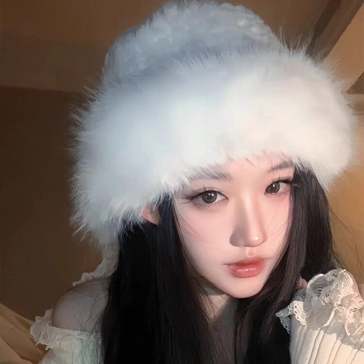 毛茸茸渔夫帽女2026新款冬毛绒帽