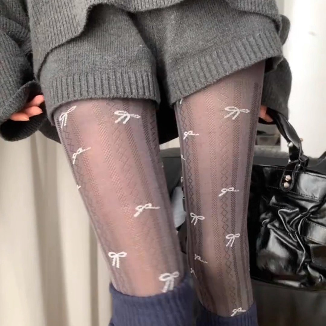 蝴蝶结Miu系丝袜｜把高级感穿在腿上！竖纹花纹+微透质感真的绝~