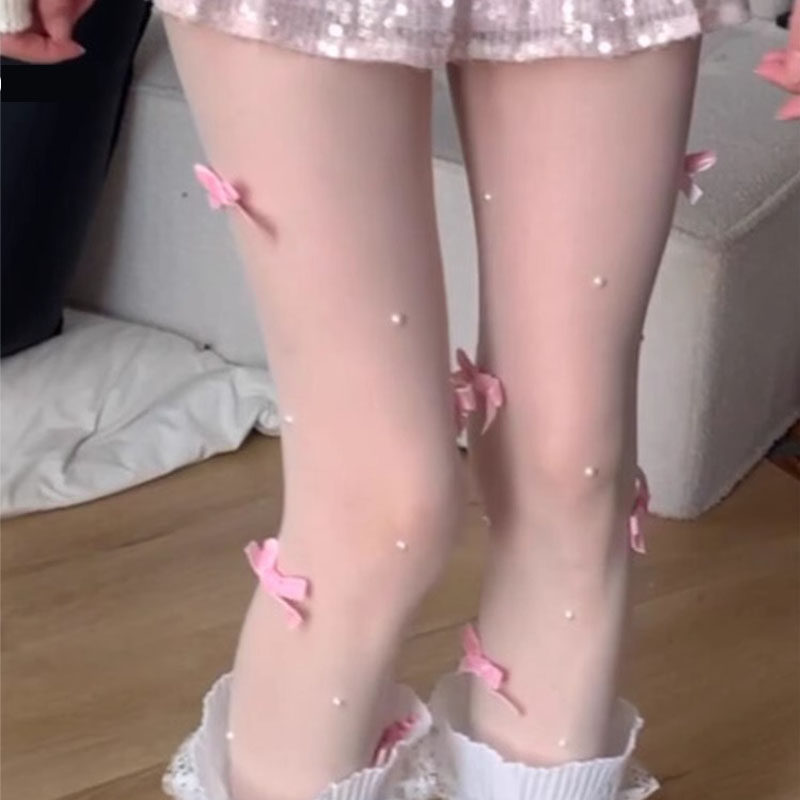 【4双装】日系芭蕾风粉色蝴蝶结手工珍珠洛丽塔春夏新款白丝袜子,女士内衣/男士内衣/家居服,连裤袜/打底袜,淘宝优惠券,粉丝福利购,淘宝优惠卷