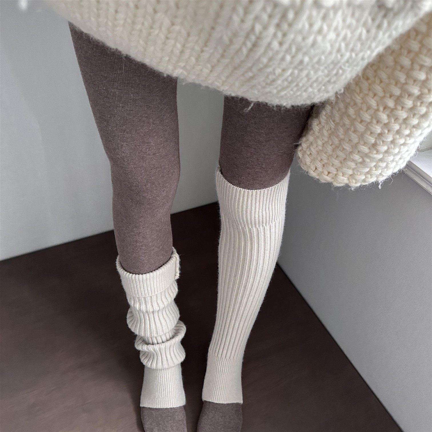 秋冬百搭款踩脚袜套！ 叠穿打底鲨鱼裤超绝~秋冬慵懒堆堆袜套鞋带