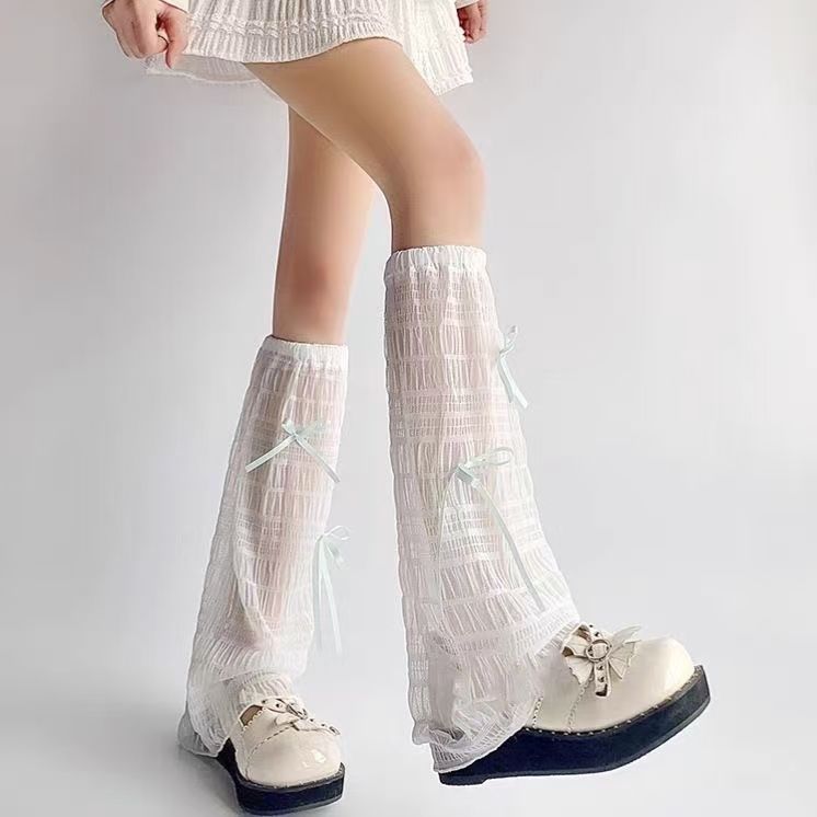 春夏季Lolita蝴蝶结阔腿袜套薄款