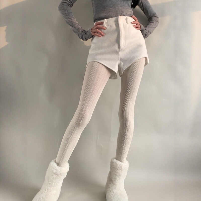 好乖好纯欲！奶白色麦穗巨温柔~韩女标配~秋冬微压显瘦连裤打底袜