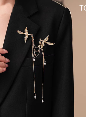 TGEA【原创】中国风凤凰珍珠流苏胸针高端精致时尚小众设计胸花国