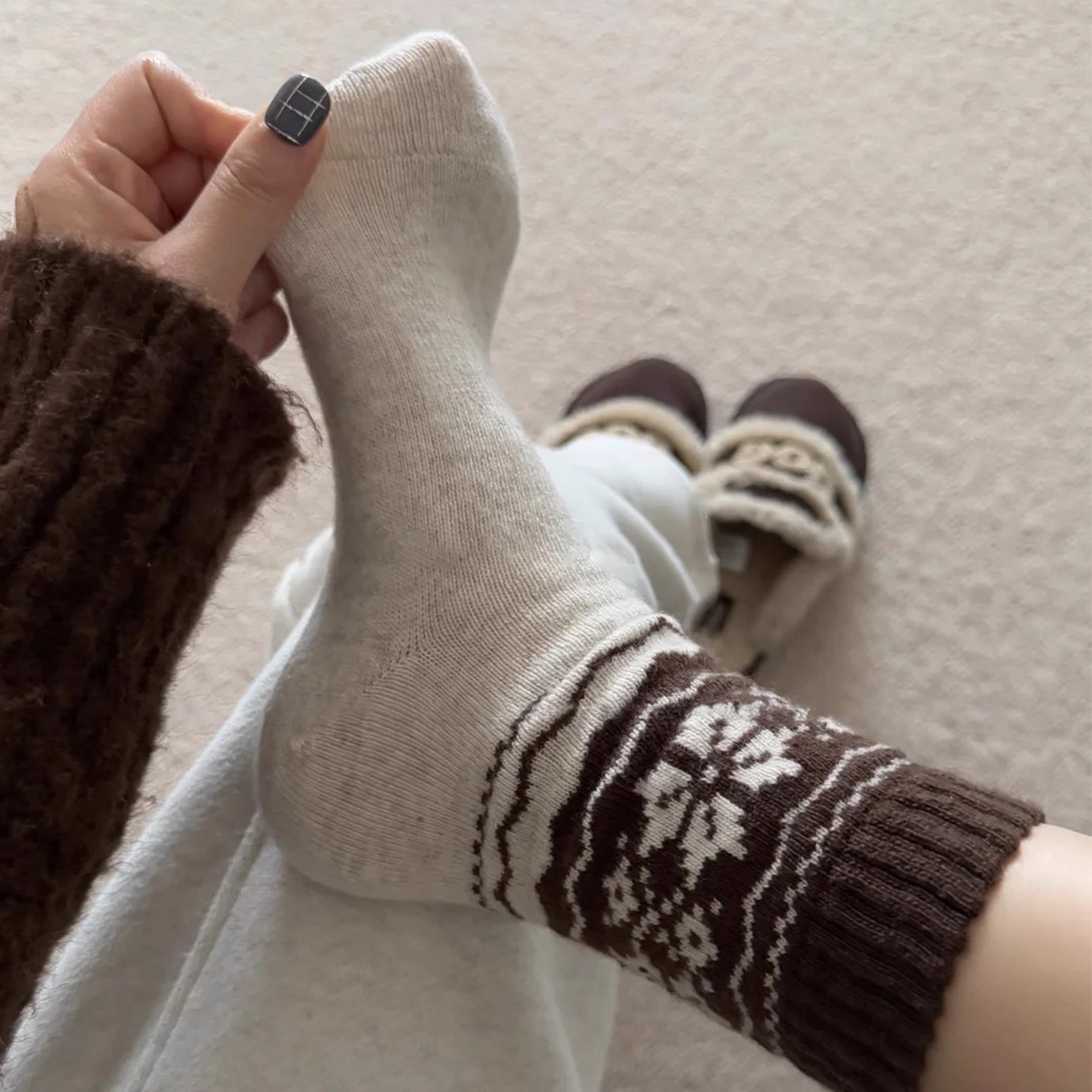 费尔岛袜子女款秋冬复古袜子中筒