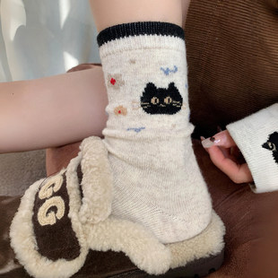 袜子女秋冬厚款 毛绒小猫咪我太爱了 暖和 软乎乎 这也泰阔爱了