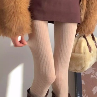 袜 叠穿舒适窄竖纹连裤 秋冬氛围感暖色调～get冬至后 松绒系穿搭