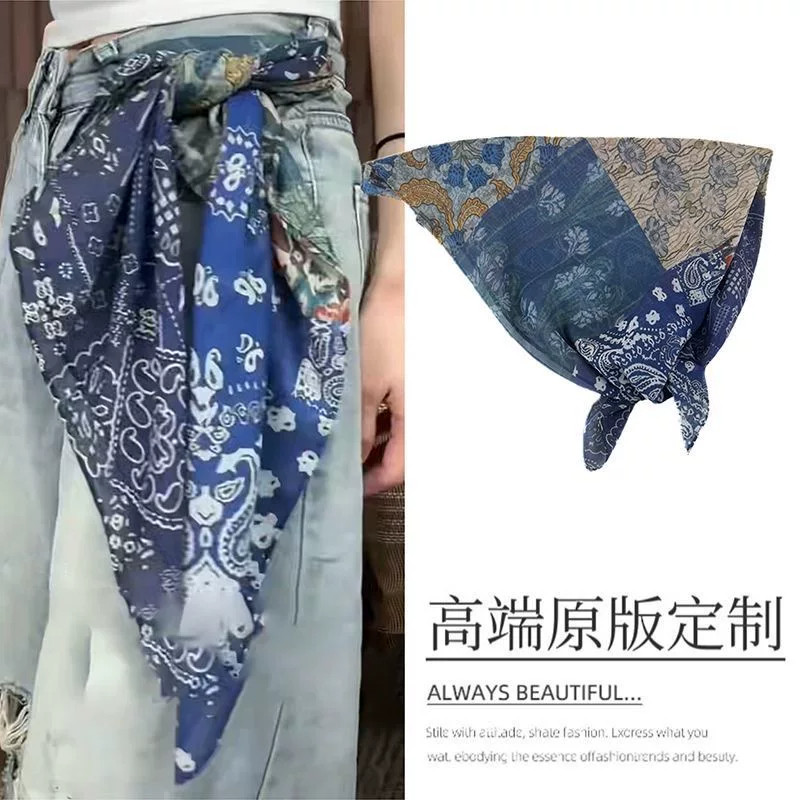 复古文艺腰果花丝巾系腰腰带新款
