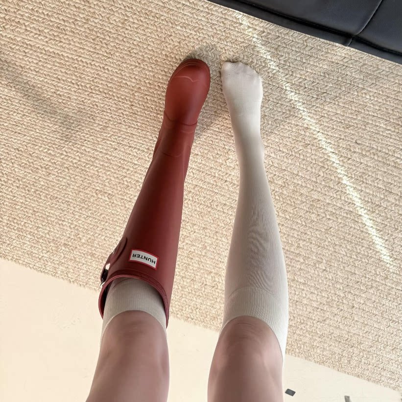 韩版早秋显瘦白色小腿堆堆靴袜女