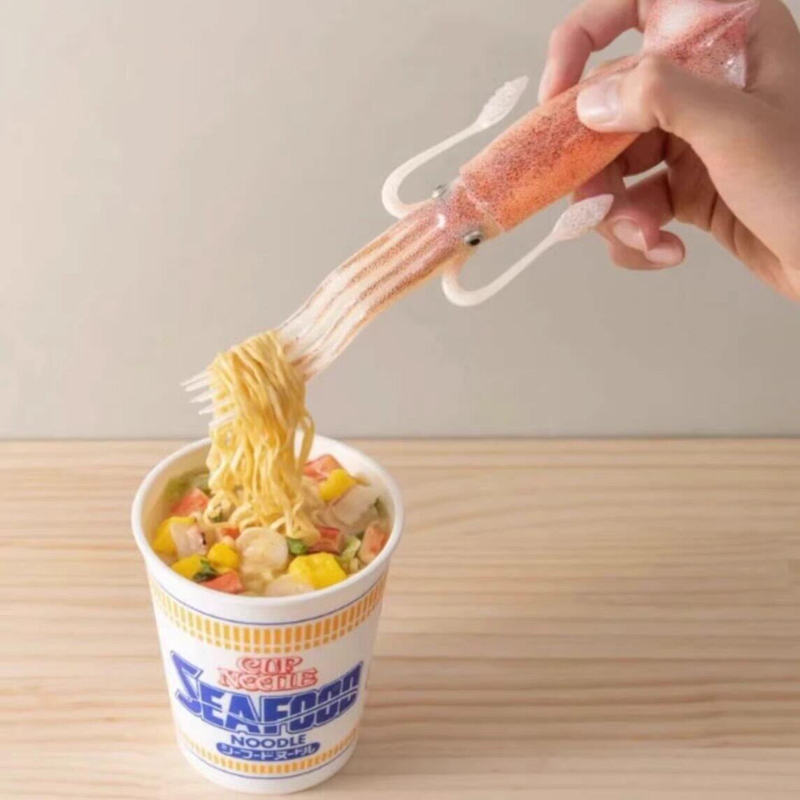 创意设计日清乌贼章鱼鱿鱼叉子趣味搞怪日料餐具泡面实用礼品