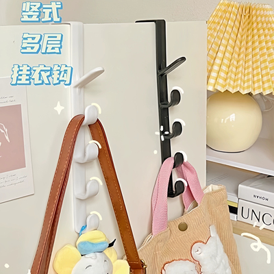 门后挂钩竖款包包收纳悬挂式宿舍床边挂衣钩衣柜门五段多功能衣架