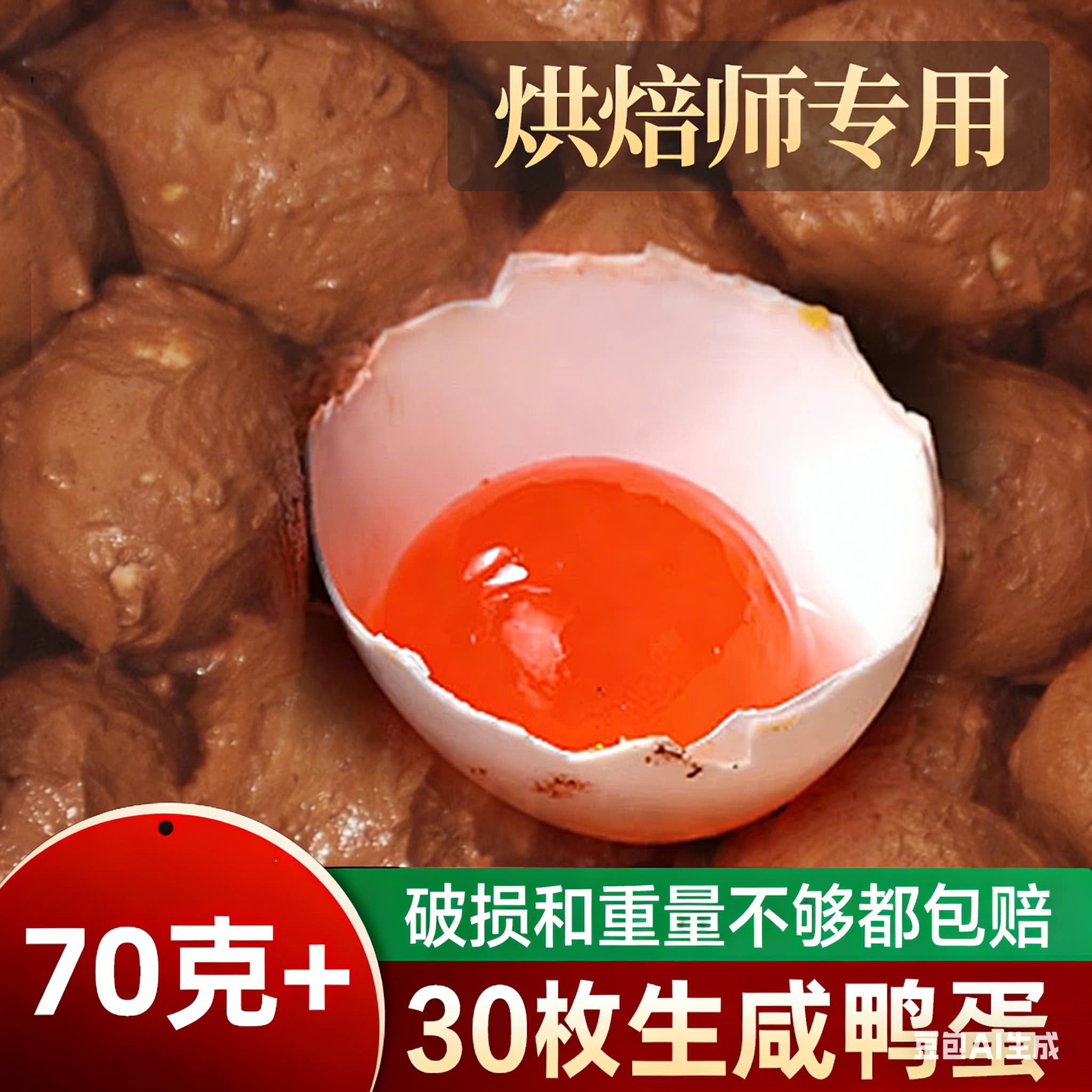 鄱阳湖特大生咸鸭蛋烘焙带壳新鲜红泥腌制粽子月饼蛋黄酥70-79g