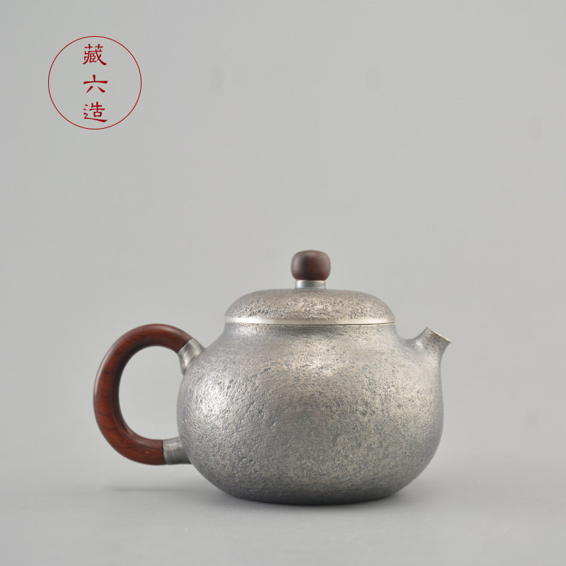 藏六造 岩肌合欢急须 纯银999泡茶壶 纯手工家用茶壶日本银壶