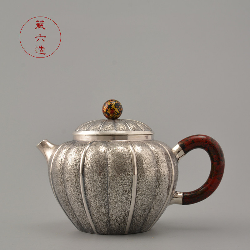 银壶 日本藏六造大漆陶然瓜瓣急须 纯银999纯手工泡茶壶小茶壶,餐饮具,茶壶,淘宝优惠券,粉丝福利购,淘宝优惠卷