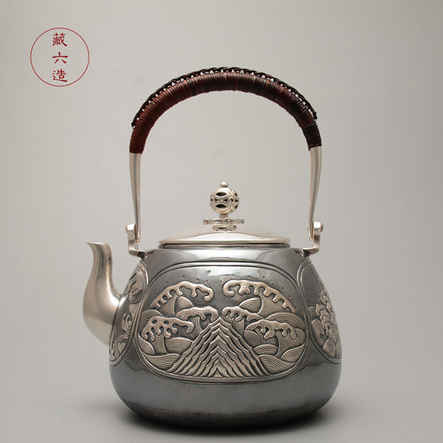 藏六造 神奈川银壶 纯手工银壶纯银999烧水壶 日本银壶 纯银茶壶 - 封面