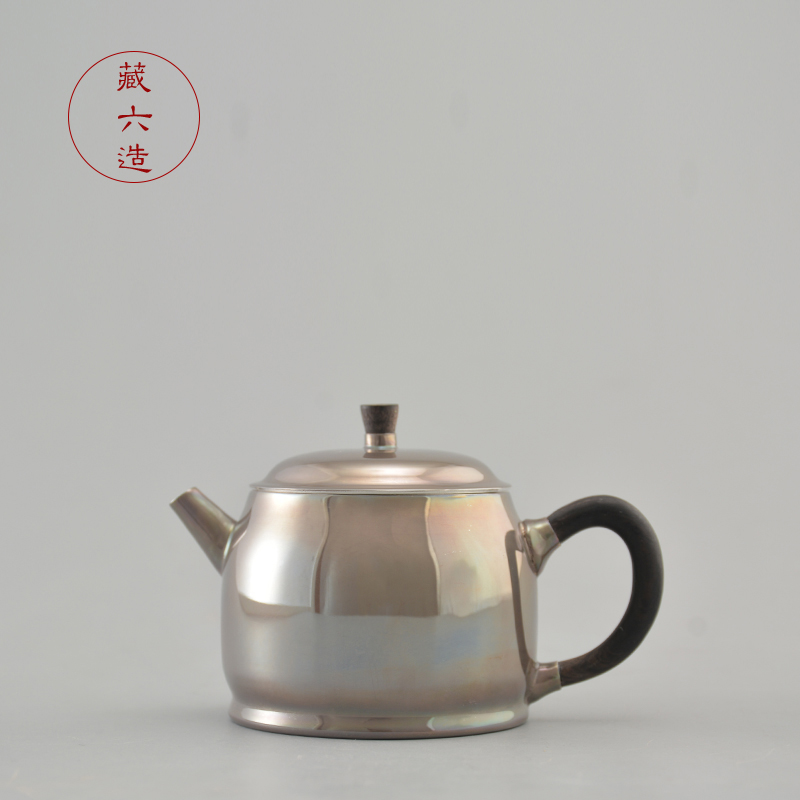 藏六造 纯银999紫霞泡茶壶一张打纯手工日式茶壶 高端小银壶