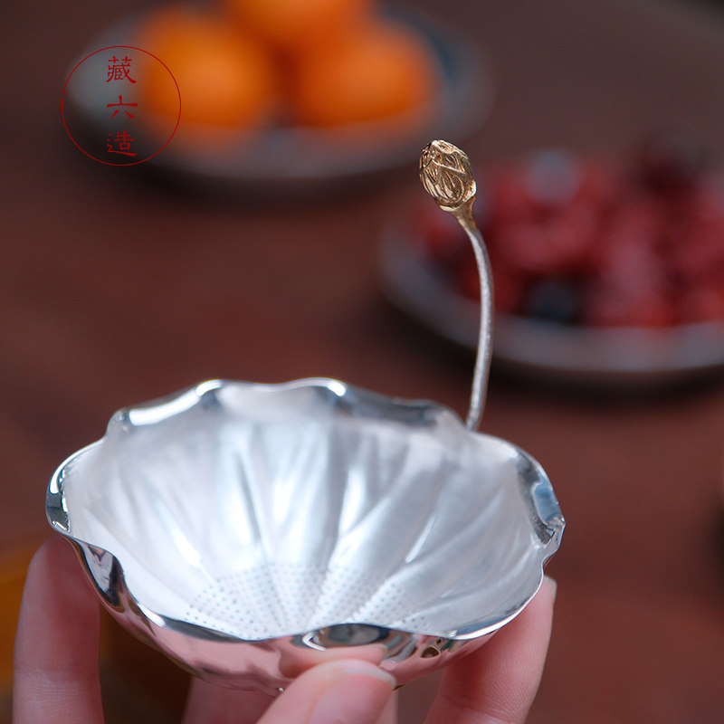 纯银芙蓉茶漏茶托纯银999纯手工过滤网 茶滤泡茶专用家用茶道配件,餐饮具,茶道/零配,淘宝优惠券,粉丝福利购,淘宝优惠卷