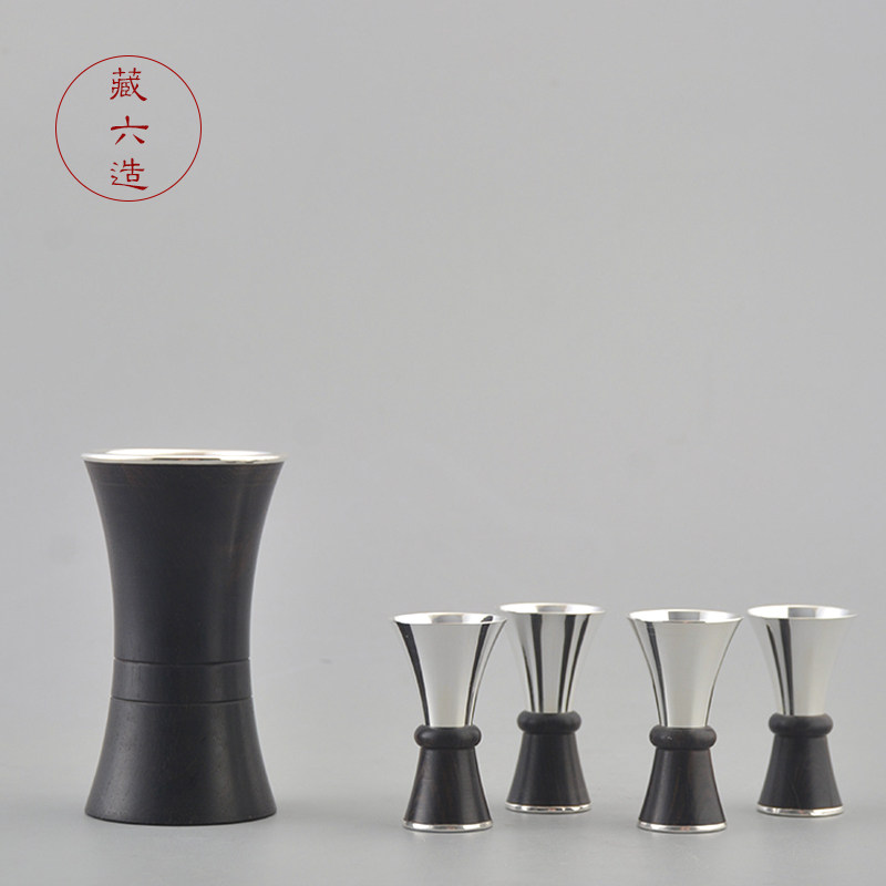 藏六造 纯银999盎司酒杯套装 纯手工便携式酒具