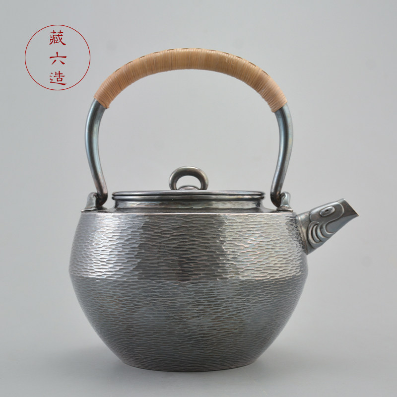 藏六造 四世蔵六·盉式兽口银壶纯银999烧水壶日本银壶纯手工茶壶