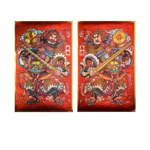 门神门贴2026新年过年大门装饰高档金箔立体浮雕防水防晒家用年画