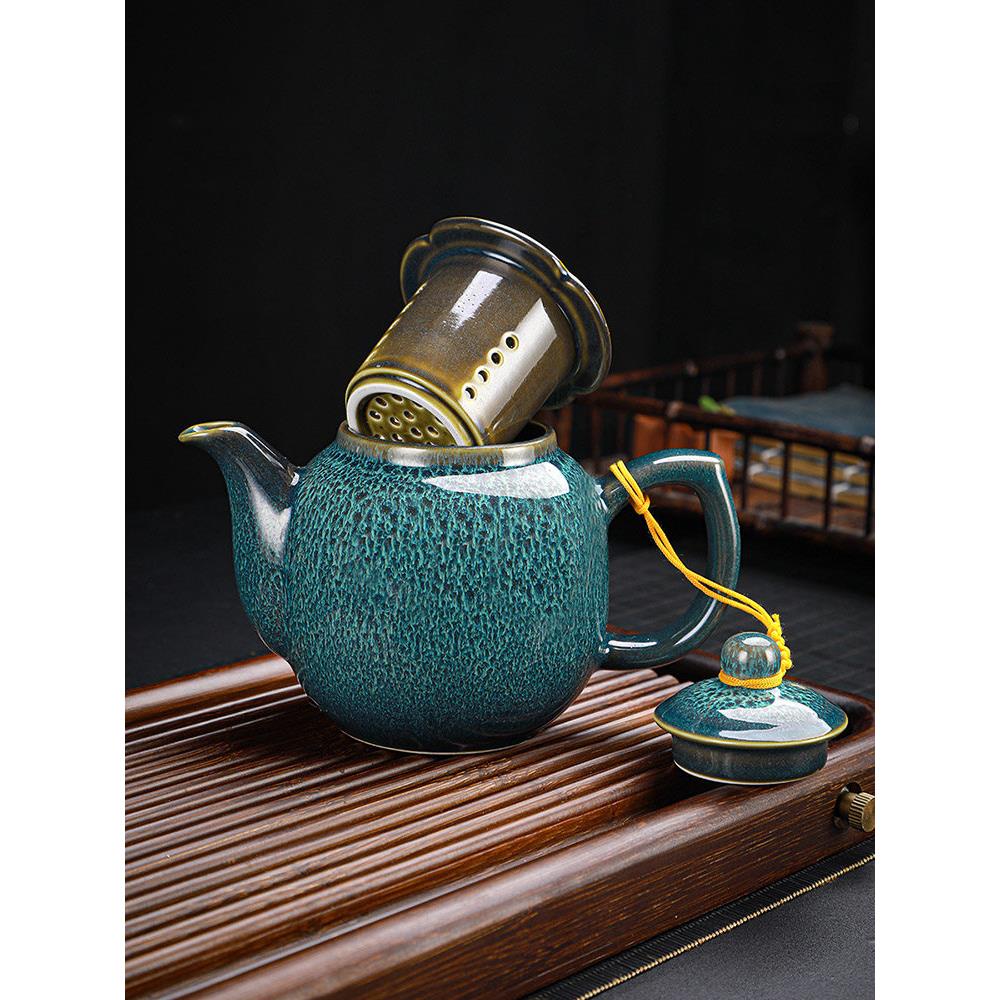 窑变茶壶陶瓷过滤单壶家用大号功夫茶具冲泡茶器覆古茶水杯子套装