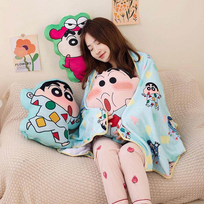 蜡笔小新抱枕毯子二合一被子两用车用汽车睡觉办公室午睡枕头靠枕