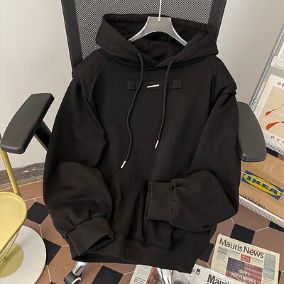 连帽卫衣男春秋2025新款加绒加厚高级感痞帅重磅情侣宽松帽衫外套