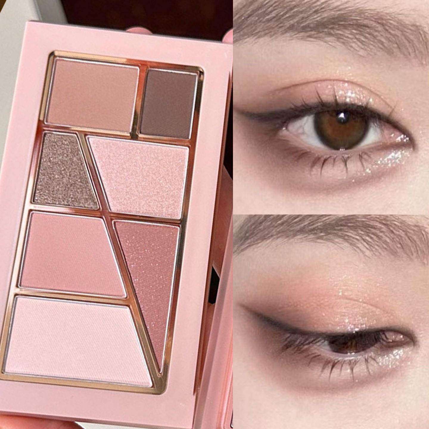 正品推荐七色眼影盘经典大地色细腻哑光易上色珠光提亮卧蚕多用女