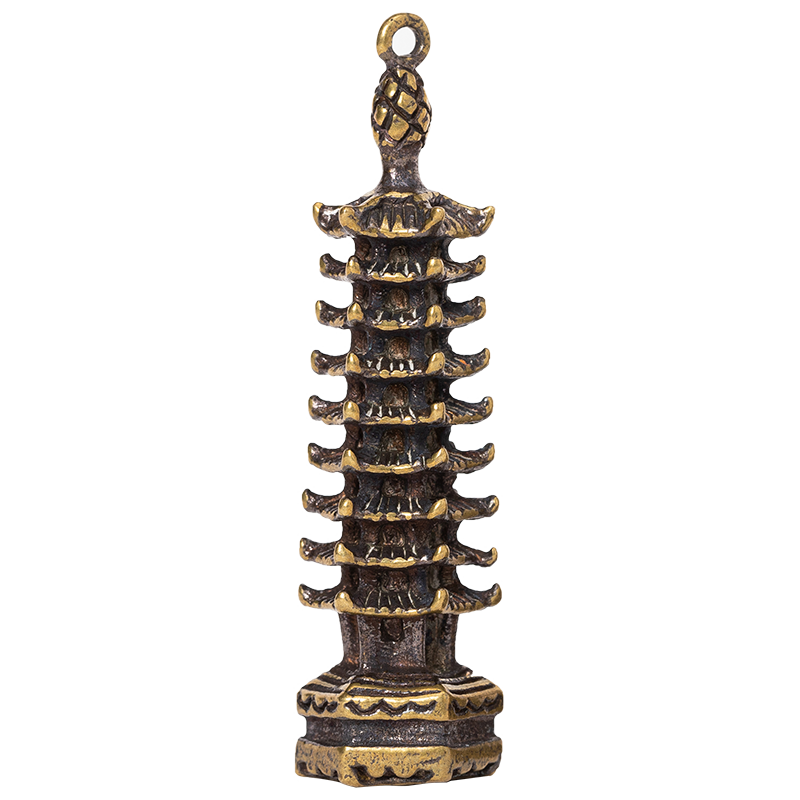 铜九层文昌笔塔钥匙扣挂件金榜题名学生挂书包随身挂饰书房摆件