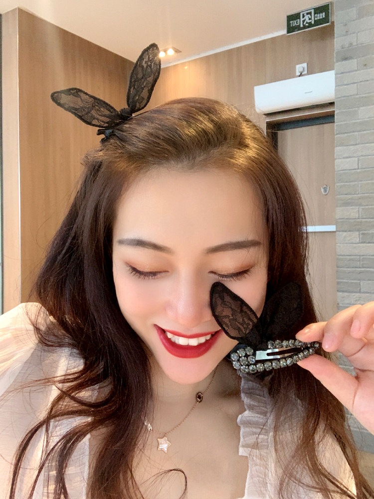 手工制作儿童发饰甜美可爱气质蝴蝶结蕾丝格纹绢纱bb夹边夹发卡