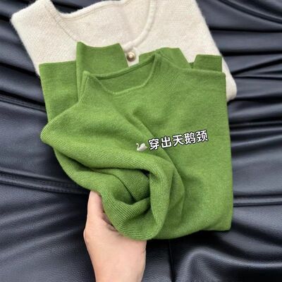 文艺风复古立领长袖针织衫女