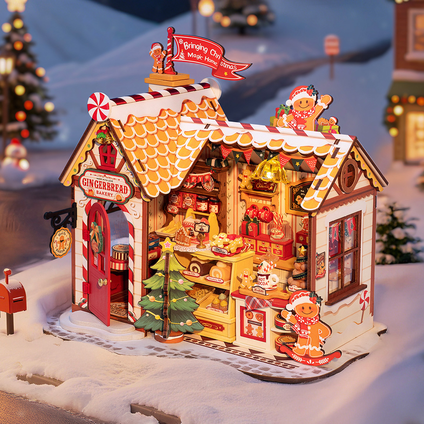 rolife若来姜饼屋圣诞小屋限定diy手工拼装微缩场景积木模型礼物