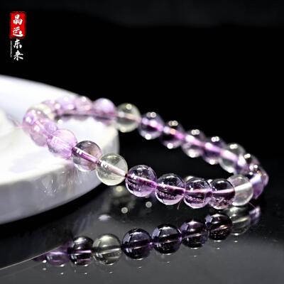 2025天然紫黄晶圆珠手链7A级玻利维亚紫黄色水晶冰透散珠紫晶手串