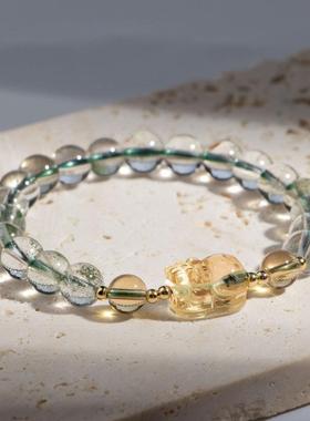 2025天然绿幽灵手链女转运珠手串黄水晶貔貅小众设计简约ins水晶