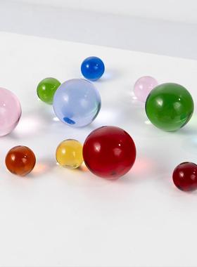 202630mm烤色水晶光球实心彩色小球办公用品玻璃珠聚宝盆百福铜缸