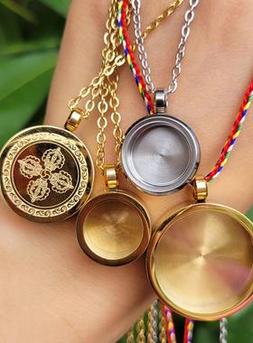 2025饰品工厂金色唐卡嘎乌盒 金刚杵吊坠项链钛钢 佛吊坠