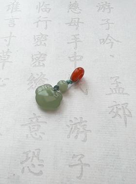 2025天然和田玉青玉南红配珠吊坠女 晴水如意平安扣民族风diy手链