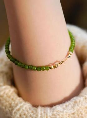 2025天然迷你绿玉髓小珠子14K包金细款轻奢闺蜜高级感手链女