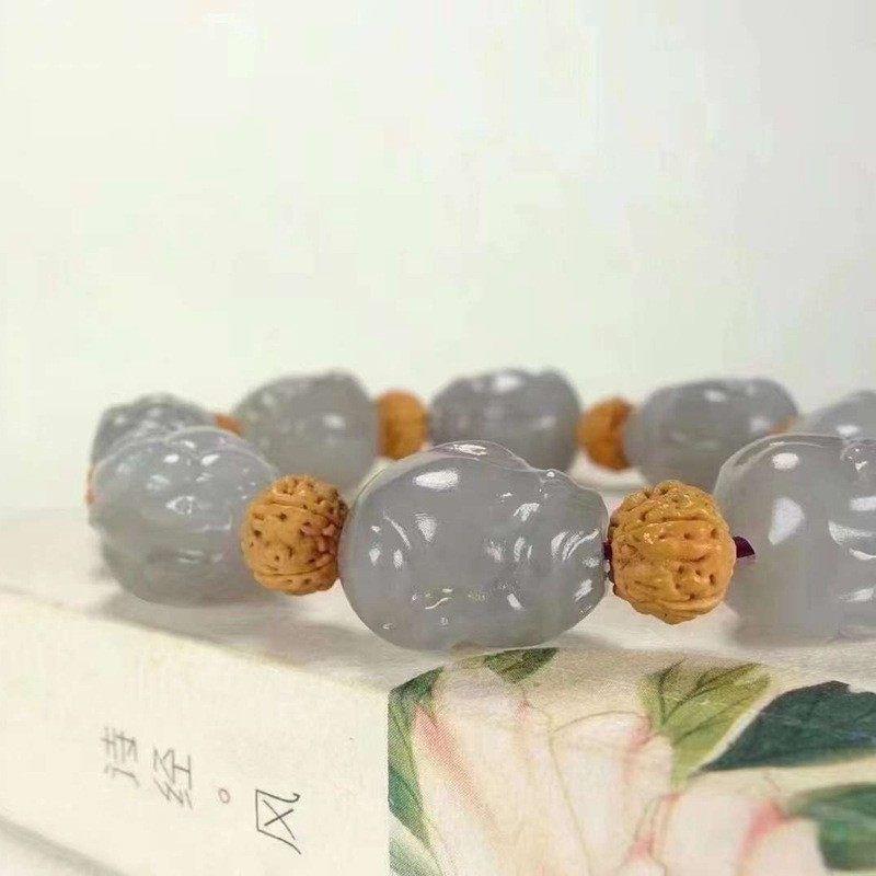 2025XBK和田玉工艺品天然新疆和田玉青海料老料烟紫色貔貅手串男