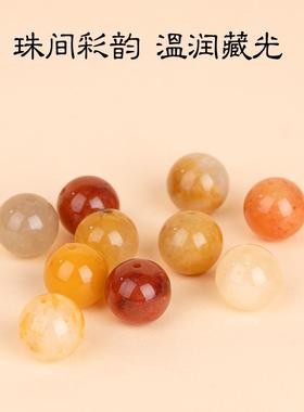 2025天然金丝玉手链串珠珠子水晶散珠饰品制作手串项链diy手工材