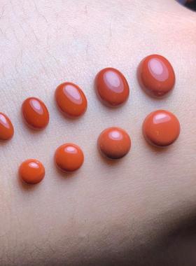 2025天然南红戒面裸石DIY镶嵌戒指手链吊坠耳钉满色满肉柿子红蒙